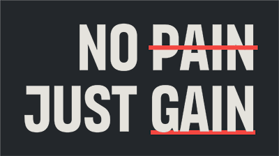 no pain just gain slogan motion academy